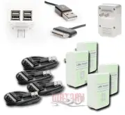 4X 4 USB PORT WALL ADAPTER+10FT CABLE POWER CHARGER BLACK FOR IPHONE IPOD IPAD