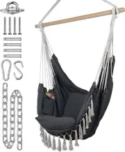 Hammock Chair | Hanging Rope Swing for Indoor & Outdoor | Soft & Durable Cotton
