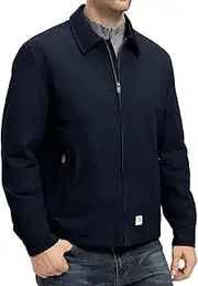 [TBMPOY] Men's Work Jackets Full Zip Qulited Jackets Cotton Winter Coats Casual Warm Windbreaker Padded Outwear