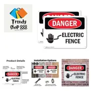 2 Pack Electric Fence OSHA Danger Sign 24 Inch X 18 Inch Plastic Sign, Weathe...