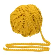 25 Yards Pom Pom Trim Ribbon, 0.5" Wide Yellow Ball Fringe Trim
