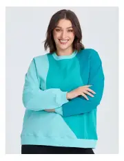 [Taking Shape] Active Cotton Spliced Sweatshirt Deep Peacock/multi