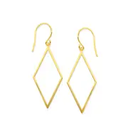 14K Yellow Gold Shiny Drop Triangle Earrings