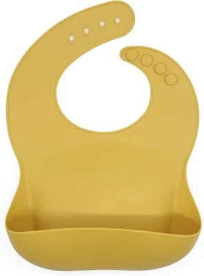 The Happy Stork Silicone Baby Bib with Food Catcher, Adjustable Fit Waterproo...