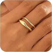 [SELFROSE] Gold Rings for Women,Dainty Ring Set 14K Gold Plated Thumb Rings for Women Non Tarnish Chunky Gold Rings Stackable Rings for Women Gold Rings Size 6-10 Gold Jewelry Gifts for Women Gifts
