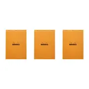 3x Rhodia No.18 Top Stapled A4 Notepad Office Stationery Note Pad 5x5 Grid ORNG