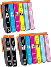King of Flash 24xl Compatible Ink Cartridges Replacement for Epson 24 XL for Epson Expression Photo XP-970 XP-55 XP-950 XP-860 XP-960 XP-750 XP-760 XP-850 Printer (2 Sets & 2 Black)