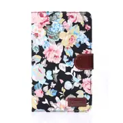 Peony Pattern Denim Texture Leather Case with Credit Card Slots & Holder for Galaxy Tab 4 7.0 / SM-T230