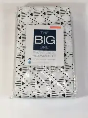 The Big One Standard Queen Pillowcase Set - Black White Geometric