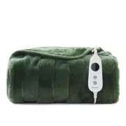 Dreamaker Basketweave Faux Fur Electric Heated Throw Blanket [130x160cm] (Olive)