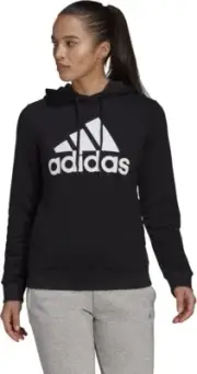 NEW Women's Adidas Essentials Black Logo Fleece Hoodie Size Small MSRP $50.00