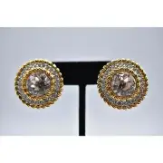 Swarovski Vintage Crystal Clip On Earrings Gold Rhinestone SAL Signed NOS BinC