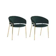 HomeStar Set of 2 Lex Velvet Fabric Dining Chair Gold Frame - Green