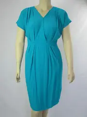 Autograph Ladies Cool Oasis V Neck Pleat Detail Dress sizes 16 18 20 24 Jade