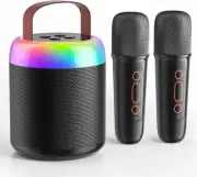 Tclobye Mini Karaoke Machine, Portable Bluetooth Speaker with 2 Microphones