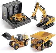 Top Race TR-123D Diecast Construction Excavator, Dump Truck and Front Loader Models-Toys in Beautiful Gift Box Packaging-Kids Adults Ages 3 + (123D Set 3)