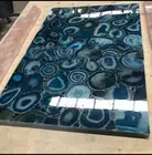 Blue Geode Agate Coffee Table Top, Agate Stone Slab Top, Counter Hallway Desk