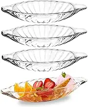 WHJY 4 Pack Banana Split Bowls Ice Cream Sundae Bowls Banana Split Boats 250ml/8oz Ice Cream Dishes Glass Banana Split Dish for Fruits Salad Dessert-Radial Line Pattern