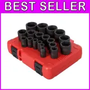19-Piece 1/2 Inch Drive Impact Socket Set - Cr-Mo Steel, SAE Sizes 3/8"-1-1/2"