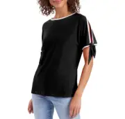 New Two by Vince Camuto Womens Tie Sleeve Top Shirt 'Black/White' Size S and XXL