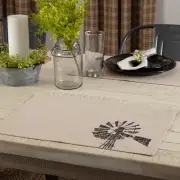 VHC Brands Placemats Sawyer Mill Charcoal Farmhouse 12x18 Set of 6 Rect Windmill
