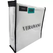 Vera Wang Cotton Luxurious Satin Weave White King Size Sheet Set 4pc Twill Lines