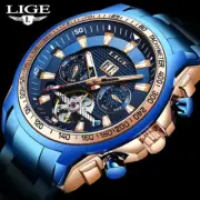 LIGE Men Automatic Tourbillon Watches Skeleton Mechanical