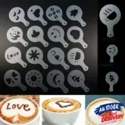 Set of 16 Shapes Mold Latte Coffee Decorating Stencil Cappuccino Art Barista GY