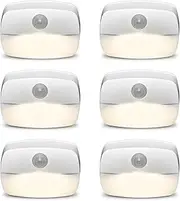 ZUSOYI Motion Sensor Night Light Battery Powered Stick on LED Nightlight Lamp Indoor Ideal for Hallway Stairs Garage Closet Bathroom Bedroom Basement (Warm, 6 Pack)