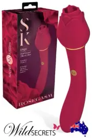 NEW Secret Kisses Rosegasm Lingo 8 inch Dual G Spot & Flickering Tongue