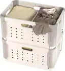 42L Plastic Laundry Hamper 2 Section - Stackable Storage Basket with Divider