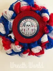 PATRIOTIC WREATH 2ND AMENDMENT IS MY GUN PERMIT NRA NEW HANDMADE AMERICAN