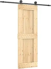 vidaXL Sliding Barn Door in Solid Pine Wood with Steel Hardware - 70x210 cm Brown Interior Door for Modern Home Design