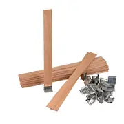 Candle Wicks with Base for Candle making, Wood Timber, Low Smoke Pre Waxed Tabs Centering Wick Holder Core Clip Metal Natural Soy Wax Candles