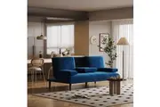 Dreamo 3 Seater Sofa Bed with Cup Holder Velvet Navy