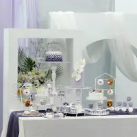 在飛比找ETMall東森購物網優惠-白雪公主甜品臺合集 白色鐵藝甜品架 歐式婚禮蛋糕架 鏡面蛋糕