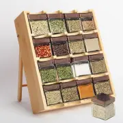 Spice Rack Organiser with 16 Plastic Jars, 4 Tier Drawer Spice Racks Organizer