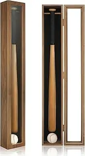 Baseball Bat Display Case, Wooden Holder Rack With HD Plexiglass and Wall Mount, Display Box With Bracket and Black Felt Lining