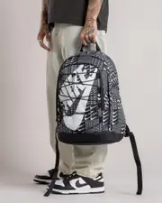 [Nike] Nike Hayward Swoosh Grid Backpack in Black/White One Size Black/White