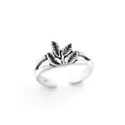 TJS 925 Sterling Silver Toe Ring Tree Leaves Branch Plant Design Adjustable