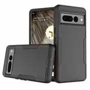 For Google Pixel 7 Pro 3in1 Case Drop Resistant Defender Tradies Hybrid Armor Heavy Duty Rugged Shockproof Tough Cover (Black)