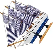 HOLIDYOYO Elegant Mediterranean Style Decor Wooden Sailing Ship Model for Nautical Bathroom Random