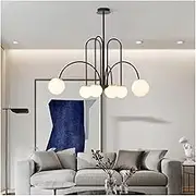 CJLWSLCO Nordic minimalist style Chandelier Milky Glass Ball Ceiling for Island Dining Table Living Indoor Decor Lighting G9 Lamp Bulb Simple Creative Chandelier Indoor Adjustable Height bedroom light