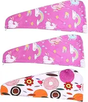 BIUDECO 3pcs Microfiber Hair Towel Wraps Fast Drying Super Absorbent Hair Dryer Caps for Women for Home Travel and Sports
