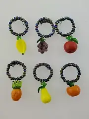 ROYAL LIMITED CRYSTAL Wine Glass Fruit Shaped Charms Set of 6 Hand Blown