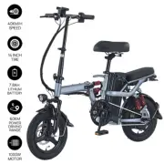 48V Adult Electric Bicycle Folding 14" 1000W Foldable City EBike 60KM Long Range