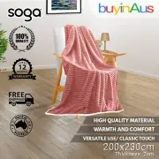 SOGA 220cm Pink Flannel Cozy Throw Blanket Double Sided Fleece Sofa Comforter