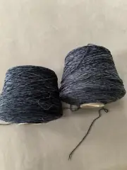 Chenille Yarn by Quaker: two cones: 2 pounds 1.9 ounces and 1 lbs. 14 oz. Navy
