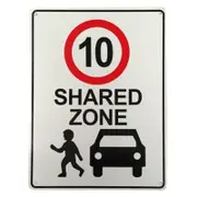2x Warning Sign 10km Speed Limited Shared Zone School Traffic Metal Outdoor Hd
