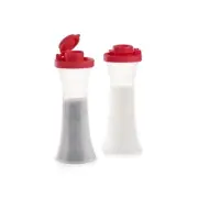 Tupperware Mini 4 Inch Hourglass Salt and Pepper Shakers Red Seal New